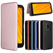 For Doogee S59 / S59 Pro Carbon Fiber Texture Horizontal Flip TPU + PC + PU Leather Case with Card Slot(Pink)