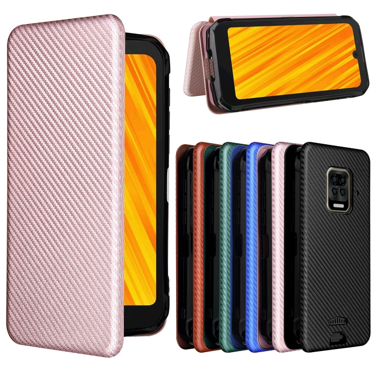 For Doogee S59 / S59 Pro Carbon Fiber Texture Horizontal Flip TPU + PC + PU Leather Case with Card Slot(Pink)