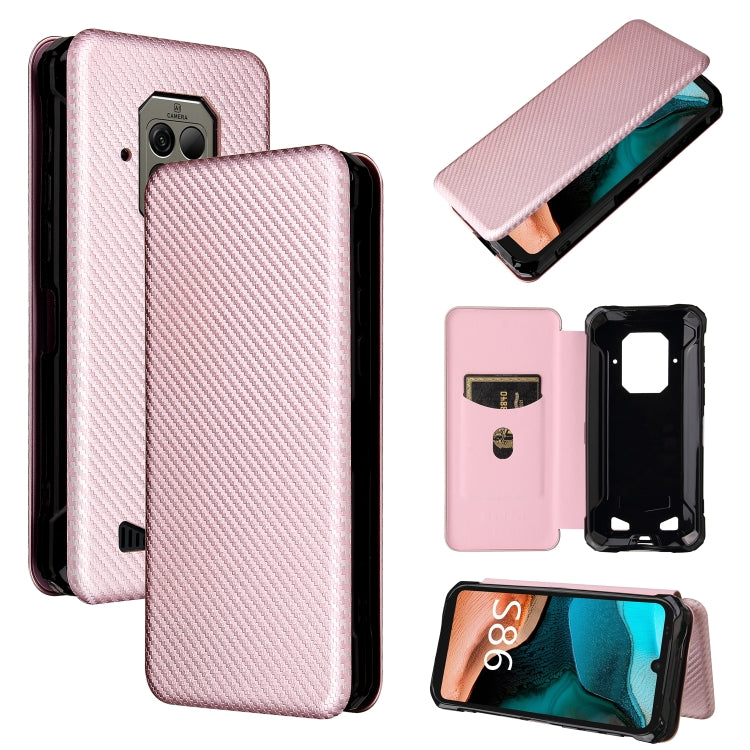 For Doogee S86 / S86 Pro Carbon Fiber Texture Horizontal Flip TPU + PC + PU Leather Case with Card Slot(Pink) - More Brand by PMC TechLife | Online Shopping South Africa | PMC TechLife | Buy Now Pay Later Mobicred