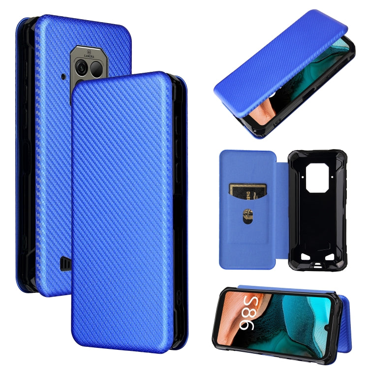 For Doogee S86 / S86 Pro Carbon Fiber Texture Horizontal Flip TPU + PC + PU Leather Case with Card Slot(Blue) - More Brand by PMC TechLife | Online Shopping South Africa | PMC TechLife | Buy Now Pay Later Mobicred