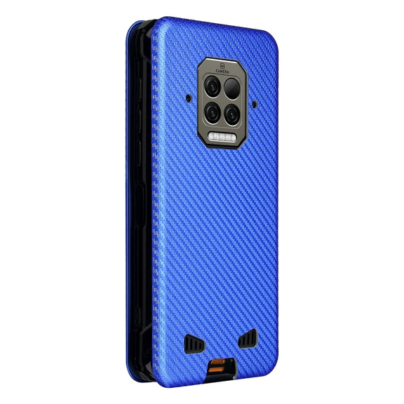 For Doogee S86 / S86 Pro Carbon Fiber Texture Horizontal Flip TPU + PC + PU Leather Case with Card Slot(Blue)