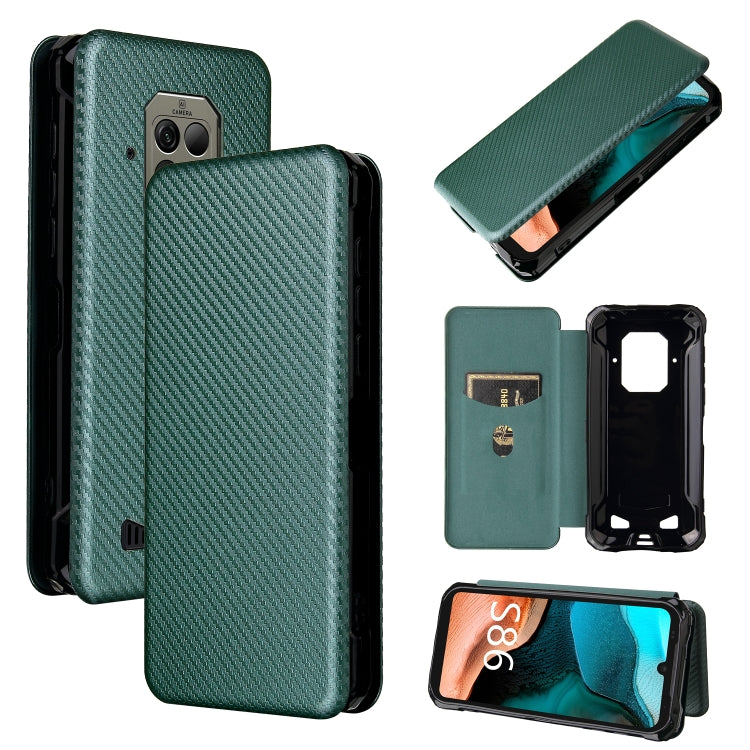 For Doogee S86 / S86 Pro Carbon Fiber Texture Horizontal Flip TPU + PC + PU Leather Case with Card Slot(Green) - More Brand by PMC TechLife | Online Shopping South Africa | PMC TechLife | Buy Now Pay Later Mobicred