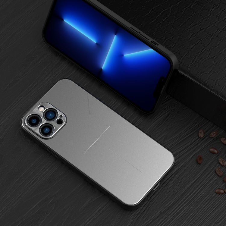 For iPhone 13 R-JUST RJ-52 3-Line Style Metal TPU Shockproof Protective Case(Silver) - iPhone 13 Cases by R-JUST | Online Shopping South Africa | PMC TechLife | Buy Now Pay Later Mobicred