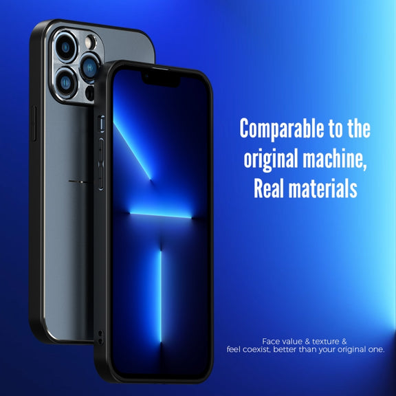 For iPhone 13 Pro Max R-JUST RJ-52 3-Line Style Metal TPU Shockproof Protective Case (Silver)