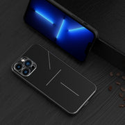 For iPhone 12 R-JUST RJ-52 3-Line Style Metal TPU Shockproof Protective Case(Black)