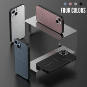 For iPhone 12 R-JUST RJ-52 3-Line Style Metal TPU Shockproof Protective Case(Black)