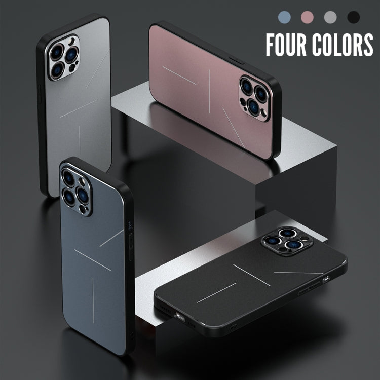 For iPhone 12 Pro Max R-JUST RJ-52 3-Line Style Metal TPU Shockproof Protective Case(Pink)