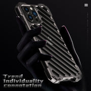 For iPhone 13 R-JUST RJ-50 Hollow Breathable Armor Metal Shockproof Protective Case(Silver Grey)