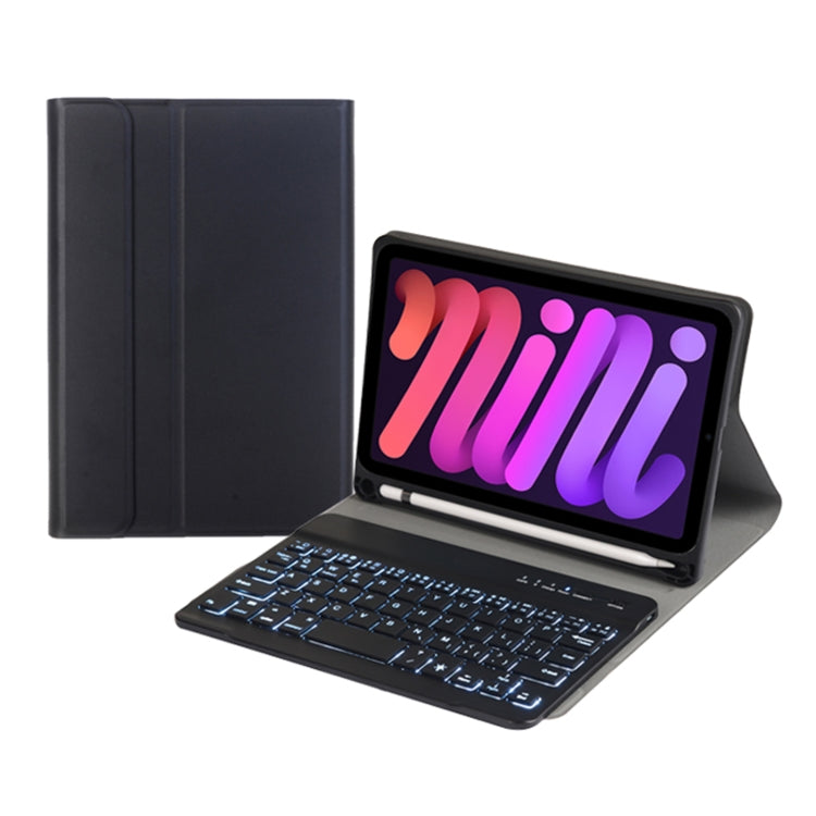 A06BS Ultra-thin Backlight Bluetooth Keyboard Leather Tablet Case with Holder & Pen Slot For iPad mini 6 / mini 7(Black) - For iPad mini by PMC TechLife | Online Shopping South Africa | PMC TechLife | Buy Now Pay Later Mobicred