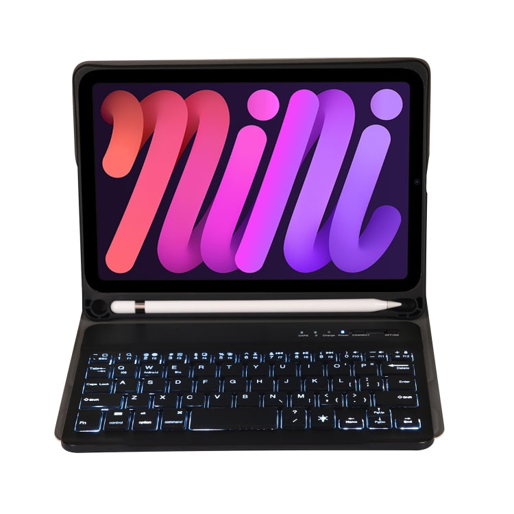 A06BS Ultra-thin Backlight Bluetooth Keyboard Leather Tablet Case with Holder & Pen Slot For iPad mini 6 / mini 7(Black) - For iPad mini by PMC TechLife | Online Shopping South Africa | PMC TechLife | Buy Now Pay Later Mobicred