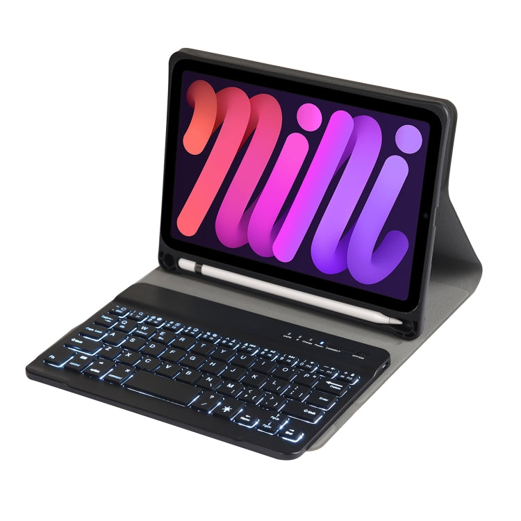 A06BS Ultra-thin Backlight Bluetooth Keyboard Leather Tablet Case with Holder & Pen Slot For iPad mini 6 / mini 7(Black) - For iPad mini by PMC TechLife | Online Shopping South Africa | PMC TechLife | Buy Now Pay Later Mobicred