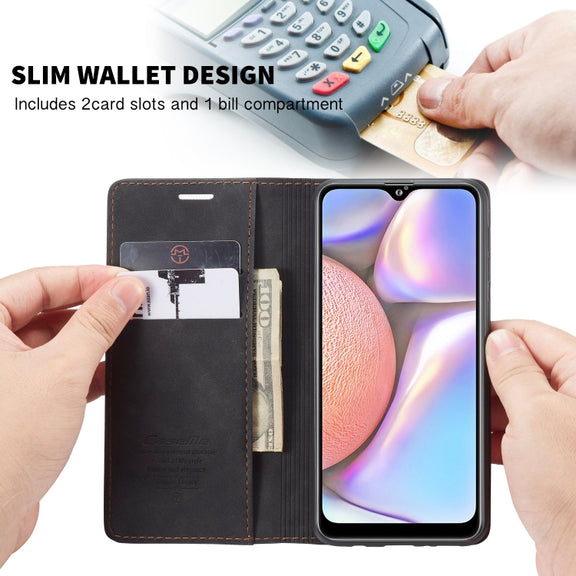 For Galaxy A10s CaseMe-013 Multifunctional Horizontal Flip Leather Case with Card Slot & Holder & Wallet(Black)