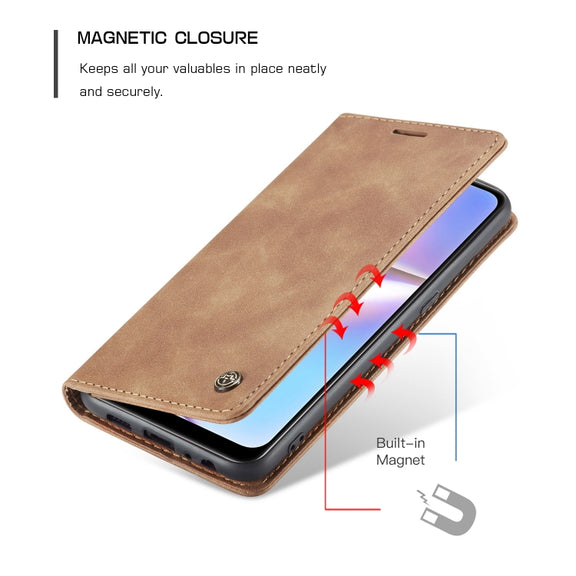 For Galaxy A10s CaseMe-013 Multifunctional Horizontal Flip Leather Case with Card Slot & Holder & Wallet(Brown)