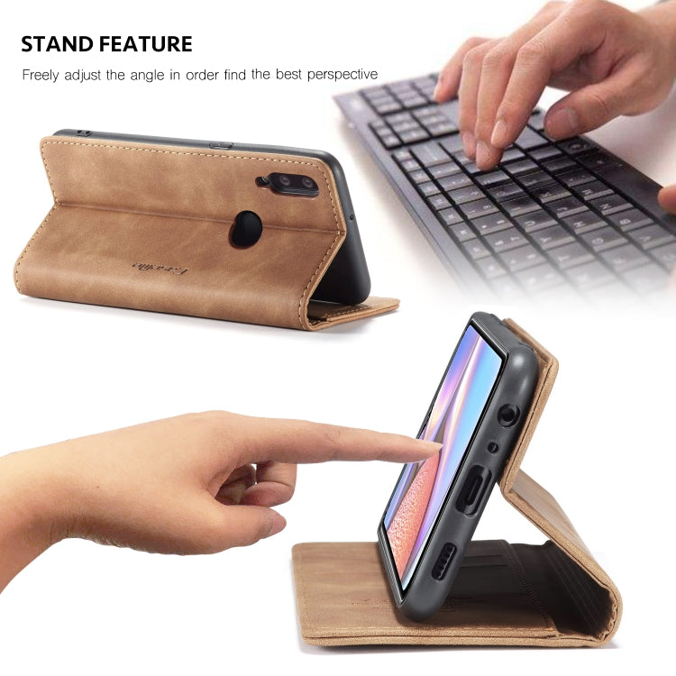 For Galaxy A10s CaseMe-013 Multifunctional Horizontal Flip Leather Case with Card Slot & Holder & Wallet(Brown)