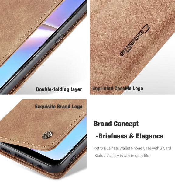 For Galaxy A10s CaseMe-013 Multifunctional Horizontal Flip Leather Case with Card Slot & Holder & Wallet(Brown)