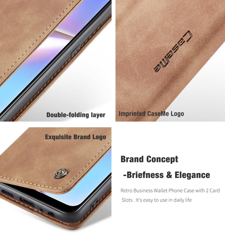 For Galaxy A10s CaseMe-013 Multifunctional Horizontal Flip Leather Case with Card Slot & Holder & Wallet(Brown)