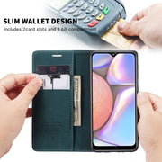 For Galaxy A10s CaseMe-013 Multifunctional Horizontal Flip Leather Case with Card Slot & Holder & Wallet(Blue)
