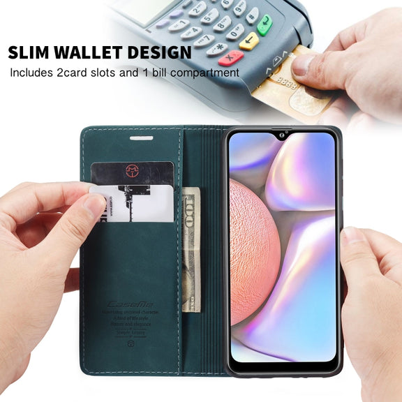 For Galaxy A10s CaseMe-013 Multifunctional Horizontal Flip Leather Case with Card Slot & Holder & Wallet(Blue)
