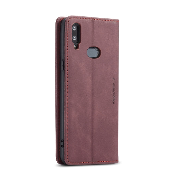 For Galaxy A10s CaseMe-013 Multifunctional Horizontal Flip Leather Case with Card Slot & Holder & Wallet(Wine Red)