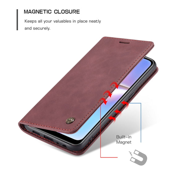 For Galaxy A10s CaseMe-013 Multifunctional Horizontal Flip Leather Case with Card Slot & Holder & Wallet(Wine Red)