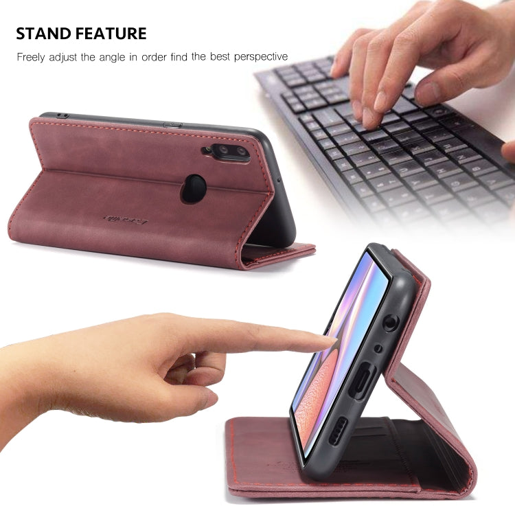 For Galaxy A10s CaseMe-013 Multifunctional Horizontal Flip Leather Case with Card Slot & Holder & Wallet(Wine Red)