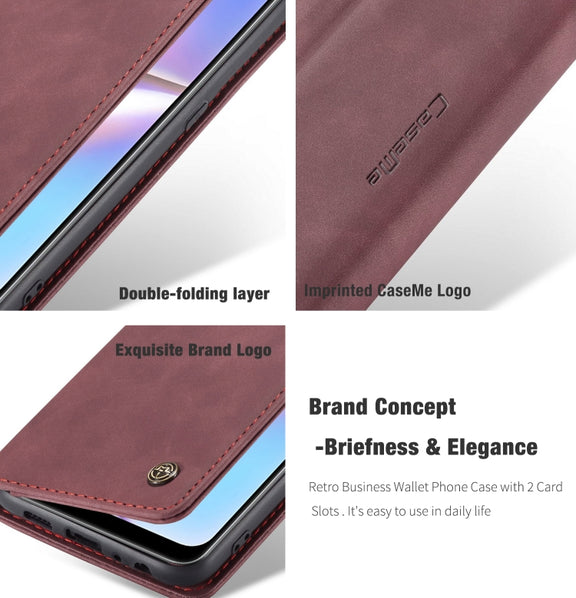For Galaxy A10s CaseMe-013 Multifunctional Horizontal Flip Leather Case with Card Slot & Holder & Wallet(Wine Red)