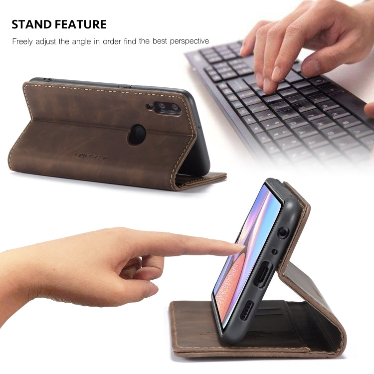 For Galaxy A10s CaseMe-013 Multifunctional Horizontal Flip Leather Case with Card Slot & Holder & Wallet(Coffee)