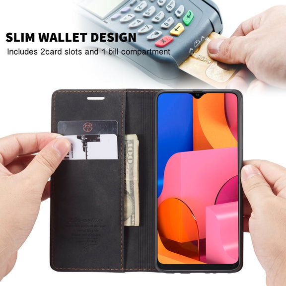 For Galaxy A20s CaseMe-013 Multifunctional Horizontal Flip Leather Case with Card Slot & Holder & Wallet(Black)