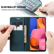 For Galaxy A20s CaseMe-013 Multifunctional Horizontal Flip Leather Case with Card Slot & Holder & Wallet(Blue)