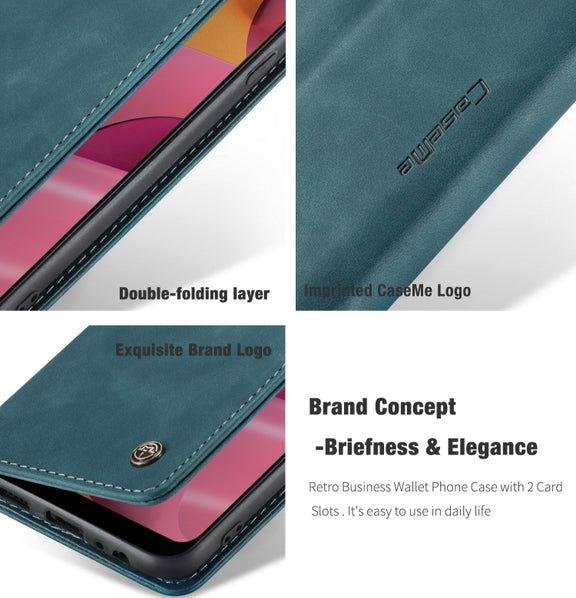 For Galaxy A20s CaseMe-013 Multifunctional Horizontal Flip Leather Case with Card Slot & Holder & Wallet(Blue)