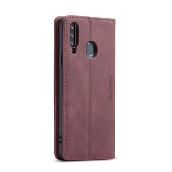 For Galaxy A20s CaseMe-013 Multifunctional Horizontal Flip Leather Case with Card Slot & Holder & Wallet(Wine Red)