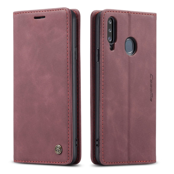 For Galaxy A20s CaseMe-013 Multifunctional Horizontal Flip Leather Case with Card Slot & Holder & Wallet(Wine Red)