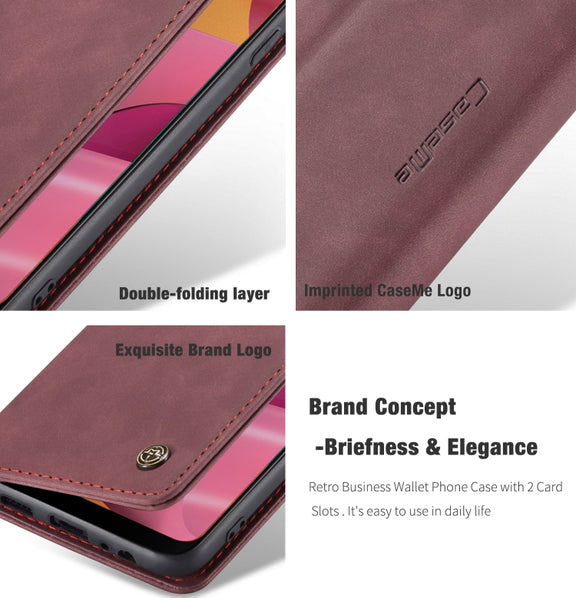 For Galaxy A20s CaseMe-013 Multifunctional Horizontal Flip Leather Case with Card Slot & Holder & Wallet(Wine Red)