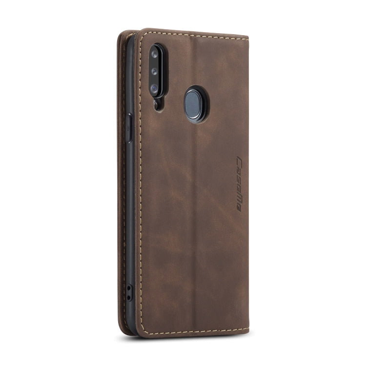 For Galaxy A20s CaseMe-013 Multifunctional Horizontal Flip Leather Case with Card Slot & Holder & Wallet(Coffee)