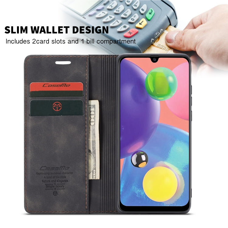 For Galaxy A70s CaseMe-013 Multifunctional Horizontal Flip Leather Case with Card Slot & Holder & Wallet(Black)