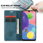 For Galaxy A70s CaseMe-013 Multifunctional Horizontal Flip Leather Case with Card Slot & Holder & Wallet(Blue)