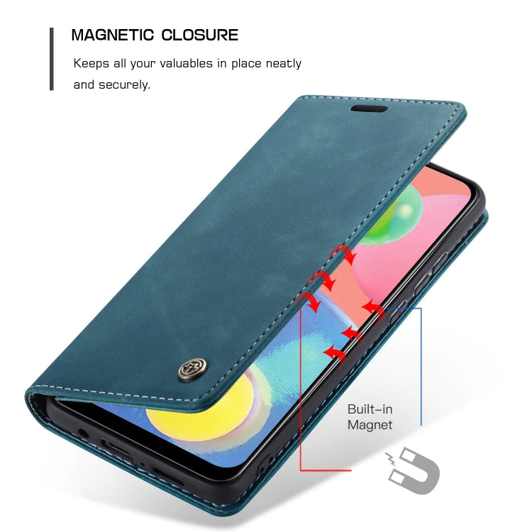For Galaxy A70s CaseMe-013 Multifunctional Horizontal Flip Leather Case with Card Slot & Holder & Wallet(Blue)