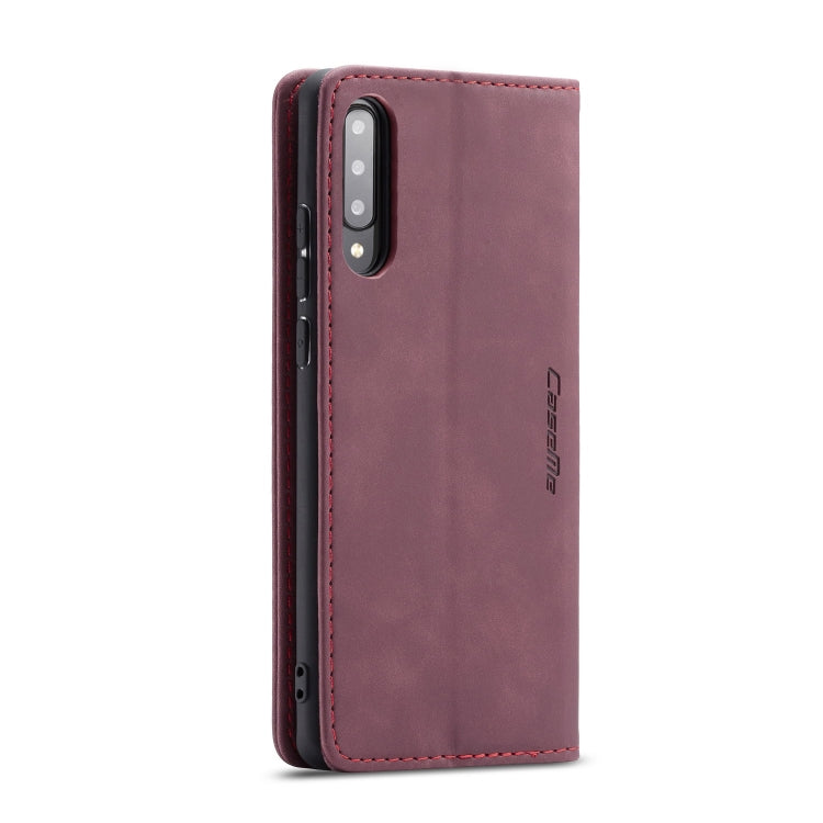 For Galaxy A70s CaseMe-013 Multifunctional Horizontal Flip Leather Case with Card Slot & Holder & Wallet(Wine Red)