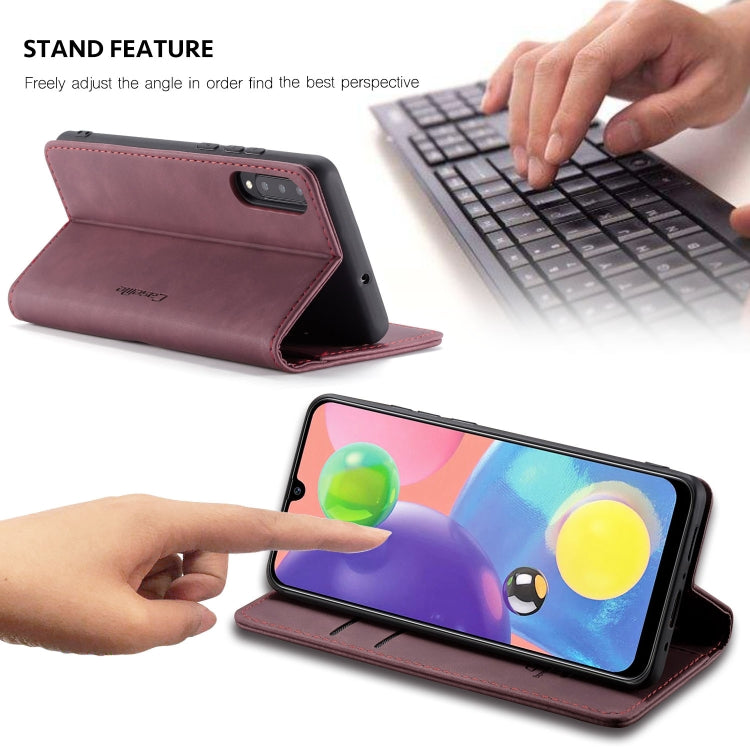 For Galaxy A70s CaseMe-013 Multifunctional Horizontal Flip Leather Case with Card Slot & Holder & Wallet(Wine Red)