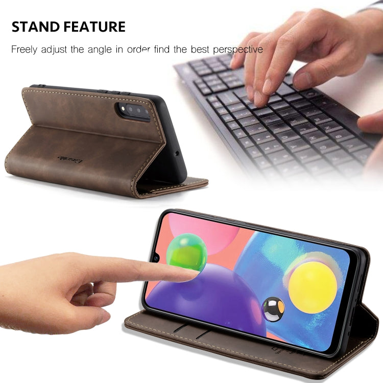For Galaxy A70s CaseMe-013 Multifunctional Horizontal Flip Leather Case with Card Slot & Holder & Wallet(Coffee)