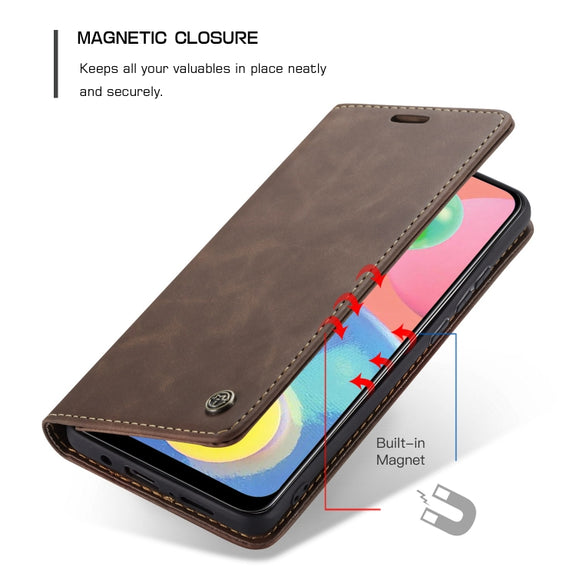 For Galaxy A70s CaseMe-013 Multifunctional Horizontal Flip Leather Case with Card Slot & Holder & Wallet(Coffee)