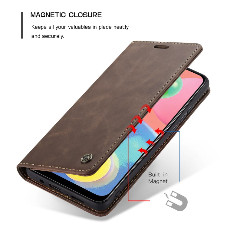 For Galaxy A70s CaseMe-013 Multifunctional Horizontal Flip Leather Case with Card Slot & Holder & Wallet(Coffee)