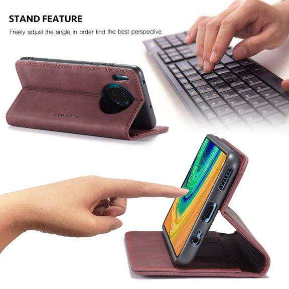 For Huawei Mate 30 4G / 5G CaseMe-013 Multifunctional Horizontal Flip Leather Case with Card Slot & Holder & Wallet(Wine Red)