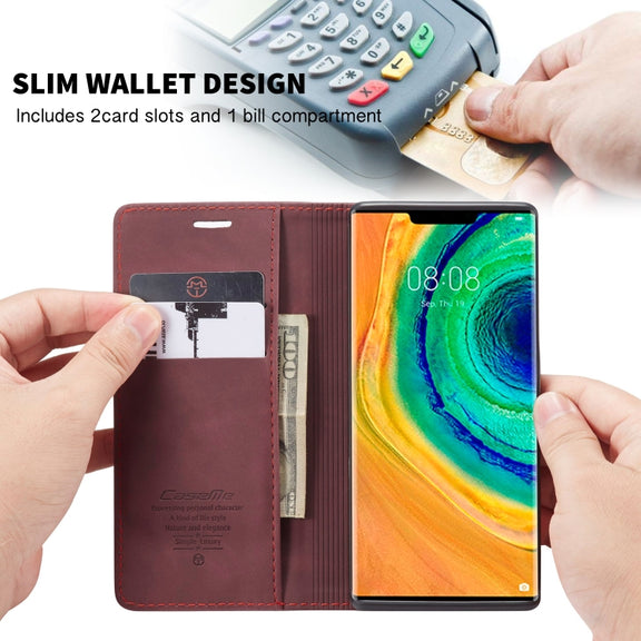 For Huawei Mate 30 Pro 4G / 5G CaseMe-013 Multifunctional Horizontal Flip Leather Case with Card Slot & Holder & Wallet(Wine Red)