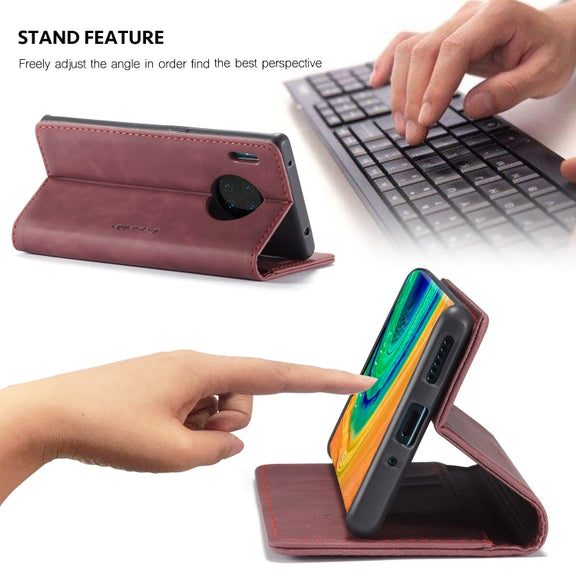 For Huawei Mate 30 Pro 4G / 5G CaseMe-013 Multifunctional Horizontal Flip Leather Case with Card Slot & Holder & Wallet(Wine Red)