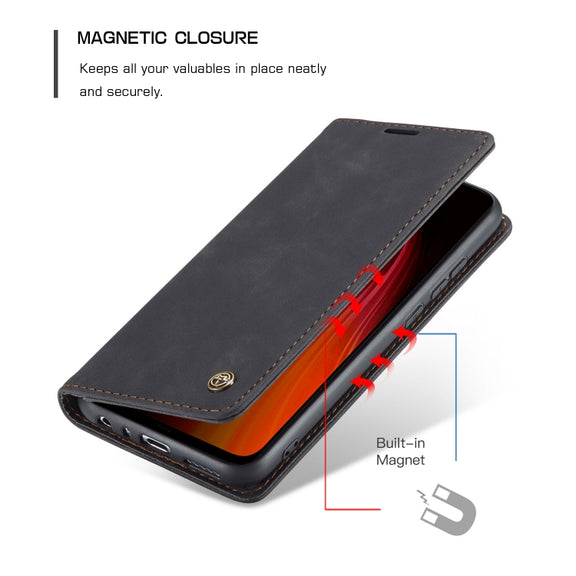 For Xiaomi Redmi Note 8 CaseMe-013 Multifunctional Horizontal Flip Leather Case with Card Slot & Holder & Wallet(Black)