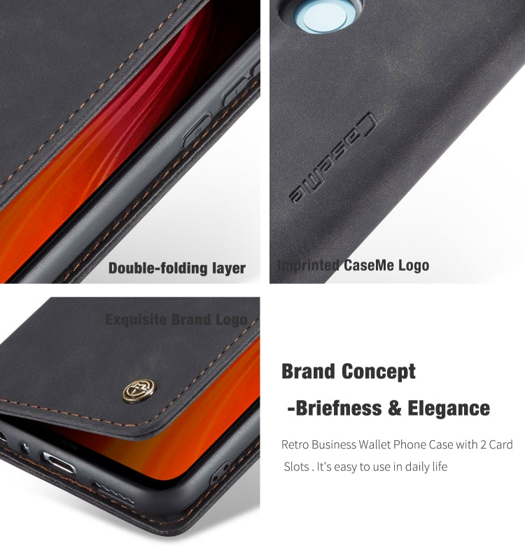 For Xiaomi Redmi Note 8 CaseMe-013 Multifunctional Horizontal Flip Leather Case with Card Slot & Holder & Wallet(Black)