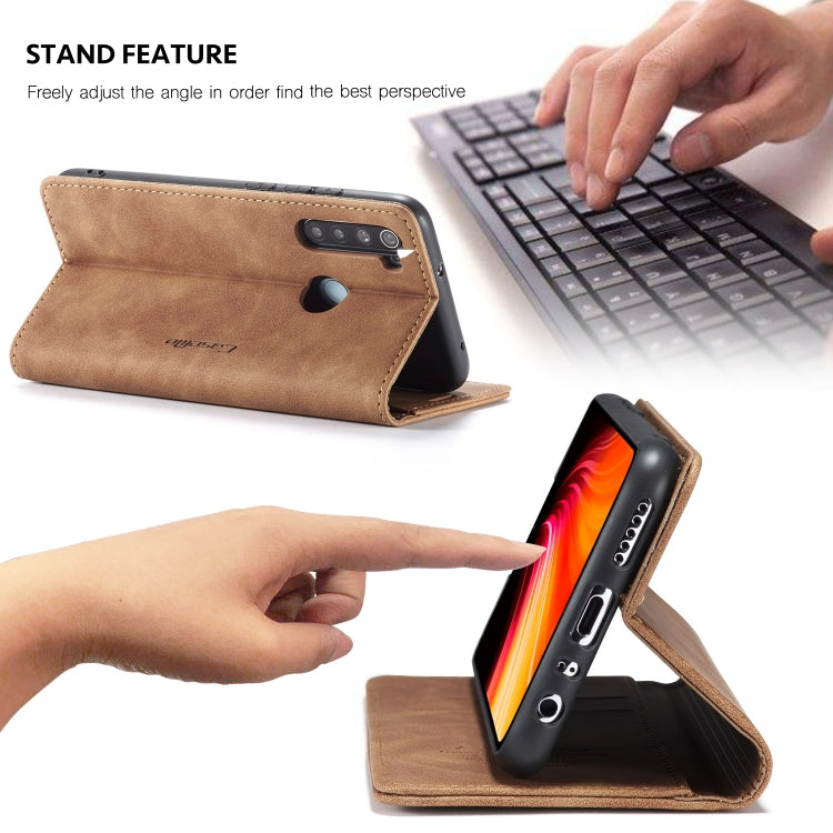 For Xiaomi Redmi Note 8 CaseMe-013 Multifunctional Horizontal Flip Leather Case with Card Slot & Holder & Wallet(Brown)