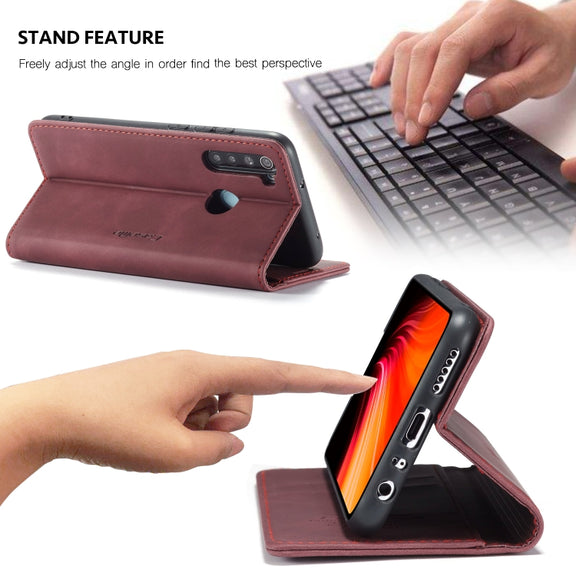 For Xiaomi Redmi Note 8 CaseMe-013 Multifunctional Horizontal Flip Leather Case with Card Slot & Holder & Wallet(Wine Red)