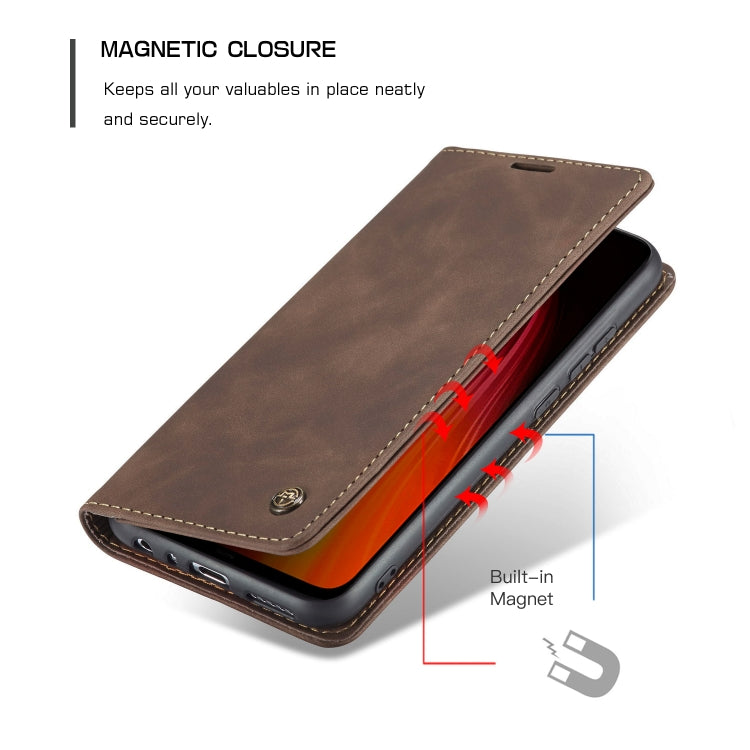 For Xiaomi Redmi Note 8 CaseMe-013 Multifunctional Horizontal Flip Leather Case with Card Slot & Holder & Wallet(Coffee)